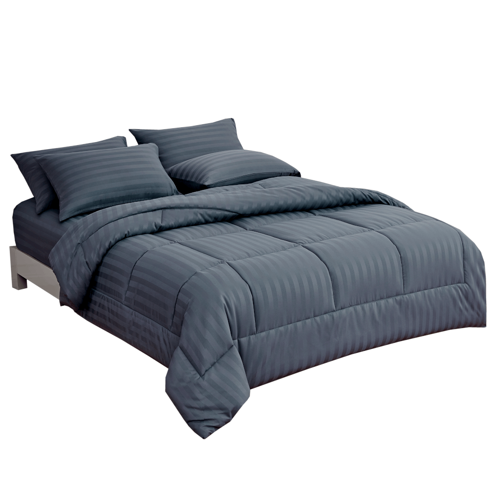 ชุดผ้าปูที่นอน 3.5 ฟุต 4 ชิ้น IBED ลายริ้ว IMPERIAL BLUE พร้อมผ้านวมเย็บติด